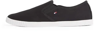 TOMMY HILFIGER Damskie płócienne tenisówki wsuwane Low Top, czarny (czarny), 38 EU, Czarny, 39 EU - Koszulki i topy damskie - miniaturka - grafika 1