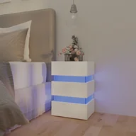 Szafki nocne - shumee shumee Szafka nocna z LED wysoki połysk biała 45x35x67 cm - miniaturka - grafika 1