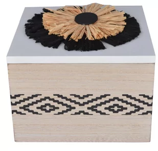 Pudełko drewniane z kwiatem, 17x17x13 cm - Pudełka i szkatułki - miniaturka - grafika 1