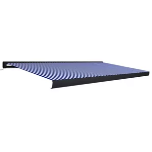 shumee Automatyczna markiza kasetowa 500x300 cm niebiesko biała - Parasole ogrodowe - miniaturka - grafika 1