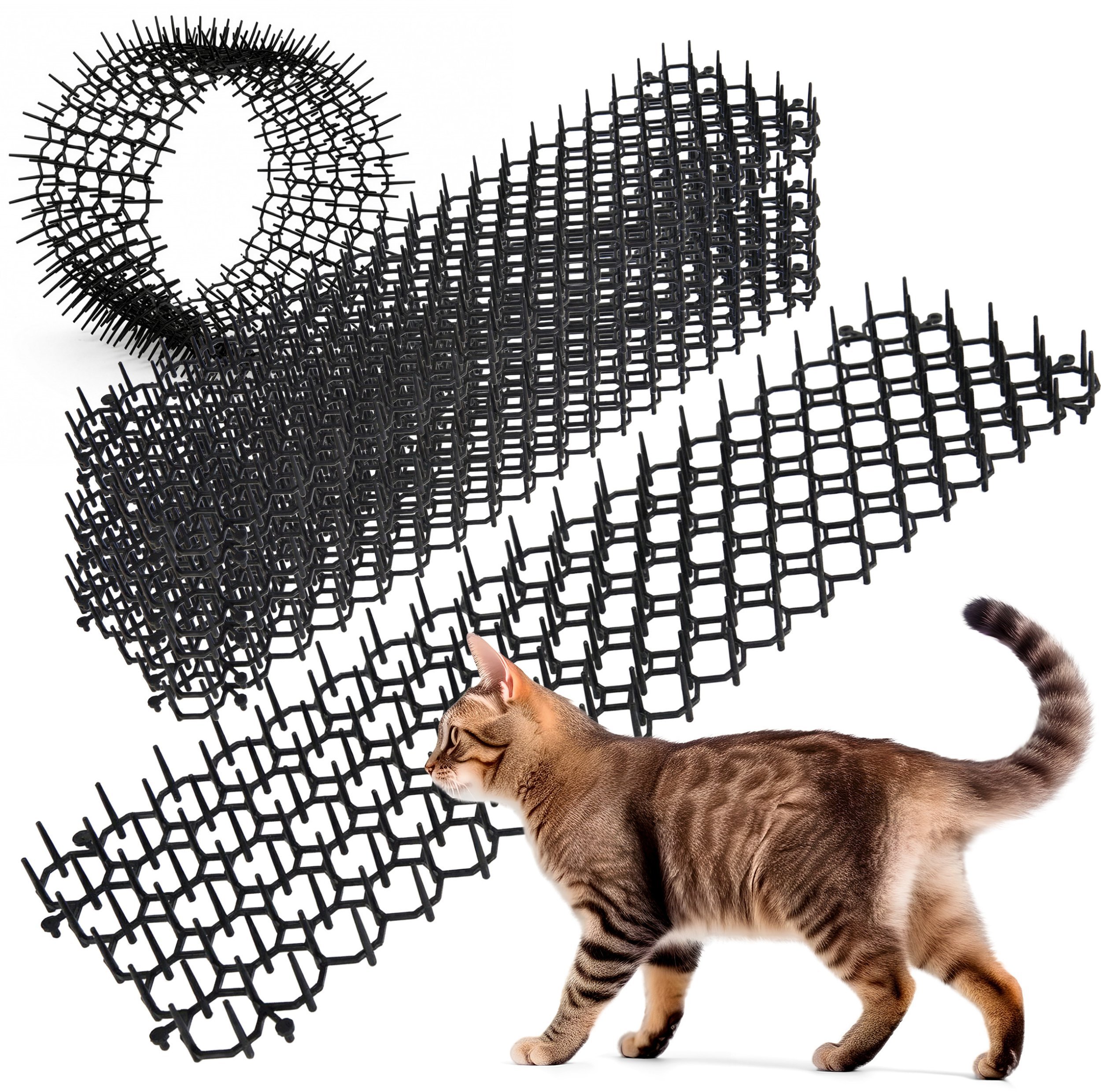 Mata z Kolcami Odstraszacz Kotów Psów Kun Lisów Ptaków Bariera przed Zwierzętami 49 x 14 cm 10 szt