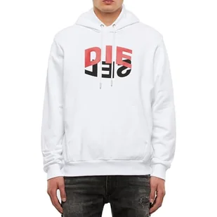 Bluza męska dresowa Diesel S-Girk z kapturem biała z nadrukiem -S - Bluzy męskie Bluza męska dresowa Diesel S-Girk z kapturem biała z nadrukiem -S - Bluzy męskie - miniaturka - grafika 1