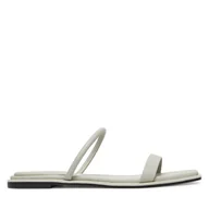 Klapki i japonki damskie - Klapki Calvin Klein Flat Sandal Squared 2-Bar Lth HW0HW02532 Beżowy - miniaturka - grafika 1
