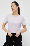 Koszulki sportowe damskie - Guess t-shirt bawełniany kolor fioletowy - miniaturka - grafika 1