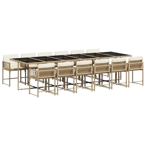 Zestaw Mebli Ogrodowych z Rattanu PE, Stół 330x106x73 cm, Krzesła 50,5x5