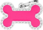 Odblaski i adresówki - Zawieszka Adresówka Identyfikator z grawerem dla psa i kota duża różowa kość glam - miniaturka - grafika 1