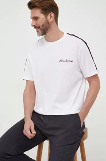 Koszulki męskie - Armani Exchange t-shirt bawełniany kolor biały z aplikacją - grafika 1
