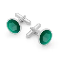 Spinki do mankietów i krawatów - Spinki do mankietu z naturalnym kamieniem Gavbari Rose Cut, srebro 925 : Kamienie naturalne - kolor - jadeit zielony ciemny, Srebro - kolor pokrycia.. - miniaturka - grafika 1