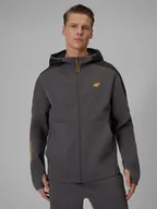 Bluzy męskie - 4F Bluza dresowa regular z kapturem męska - szara XXL - miniaturka - grafika 1