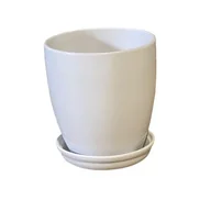 Donice - Doniczka Classic wysoka z podstawką 13,5 cm ceramiczna biała - miniaturka - grafika 1