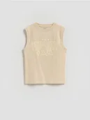 Koszulki dla chłopców - Reserved - Bawełniany t-shirt bez rękawów - beżowy - miniaturka - grafika 1