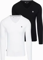 Koszulki męskie - Ombre Zestaw longsleeve męski V-NECK - mix 2-pak V4 Z87 XL - miniaturka - grafika 1