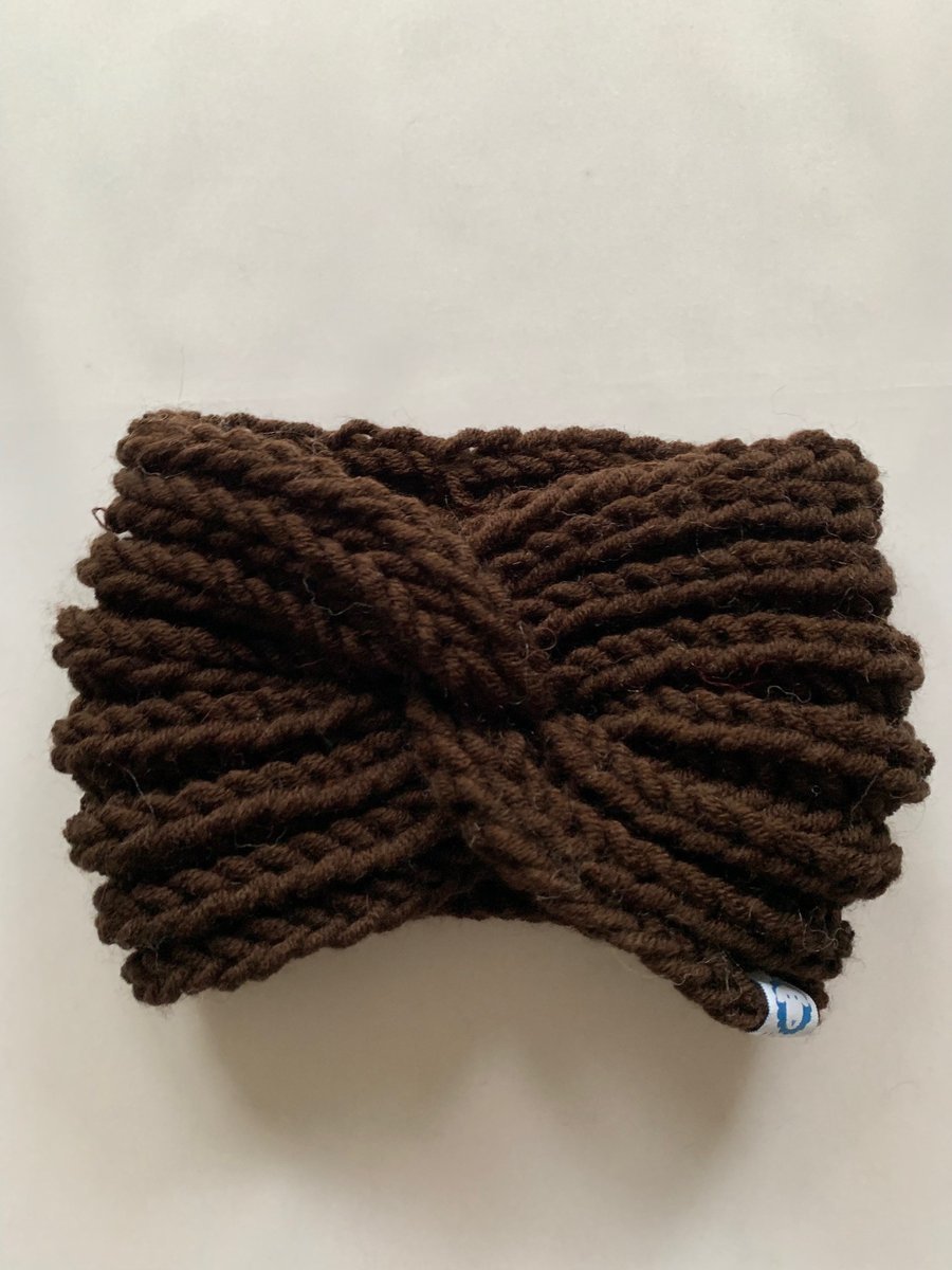 Opaska czekoladowy brąz handmade