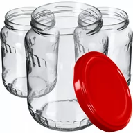 Pojemniki kuchenne - Szklane słoiki Jukka 720ml 8 szt. 82mm + wieczka czerwone - miniaturka - grafika 1