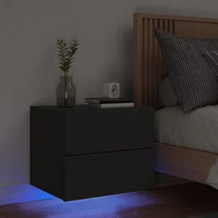 vidaXL Wisząca szafka nocna z podświetleniem LED, czarna - Szafki nocne - miniaturka - grafika 1