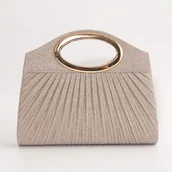 Inne - TEMU Glamourystyczna Broszka na Kolację z Brokatem dla Pań z Metalowym Uchwytem w Kształcie Pierścienia, Plisowany Design, Podwójny Magnetyczny - miniaturka - grafika 1