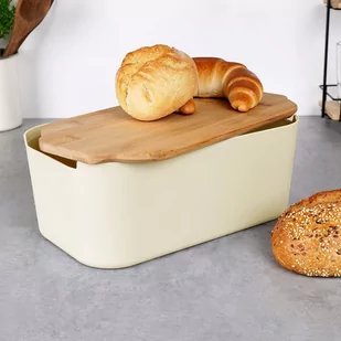 CHLEBAK Z DESKĄ BAMBUSOWĄ KREMOWY 259303 - Chlebaki - miniaturka - grafika 2