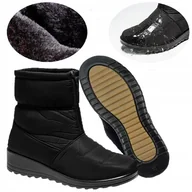 Botki damskie - BUTY ZIMOWE OCIEPLANE ŚNIEGOWCE WODOODPORNE CZARNE TRAPERY BOTKI ZA KOSTKĘ - miniaturka - grafika 1