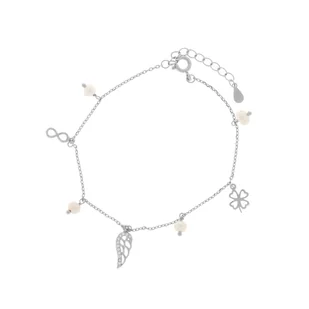 Srebrna bransoletka 925 Skrzydło Nieskończoność Perły - Bransoletki - miniaturka - grafika 1