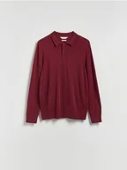 Swetry męskie - Reserved - Wiskozowy sweter polo - bordowy - miniaturka - grafika 1