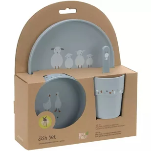 Komplet naczyń dla dzieci Tiny Farmer Sheep and Goose NIEBIESKI, Lassig - Zestawy naczyń dla dzieci - miniaturka - grafika 1