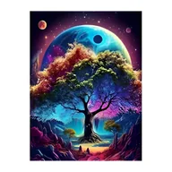 Zabawki kreatywne - Malowanie Diamentami Haft Kryształkami DIY 5D Kosmos Drzewo 40x30 cm - miniaturka - grafika 1