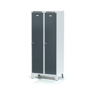 Alfa 3 Metalowa szafka ubraniowa z przegrodą, na nogach, antracytowe drzwi, zamek cylindryczny 1261536 - Szafki BHP - miniaturka - grafika 1