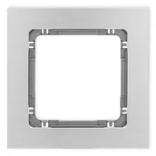 Klawisze i ramki - Karlik Ramka pojedyncza Deco metal - aluminium szczotkowane, grafit - miniaturka - grafika 1