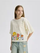 Koszulki dla dziewczynek - Reserved - Krótki t-shirt BT21 - kremowy - miniaturka - grafika 1