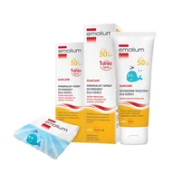 Kremy dla dzieci - Emolium Suncare Zestaw, Krem SPF50 + Spray SPF5 + Mleczko dla dziec+ Ręcznik - miniaturka - grafika 1
