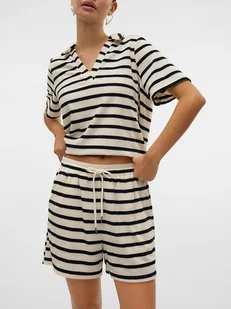 Vero Moda Szorty w kolorze kremowo-czarnym - Spodenki damskie - miniaturka - grafika 1