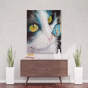Motyl na kocim nosie - Malowanie po numerach 50x40 cm - Malowanie po numerach - miniaturka - grafika 1