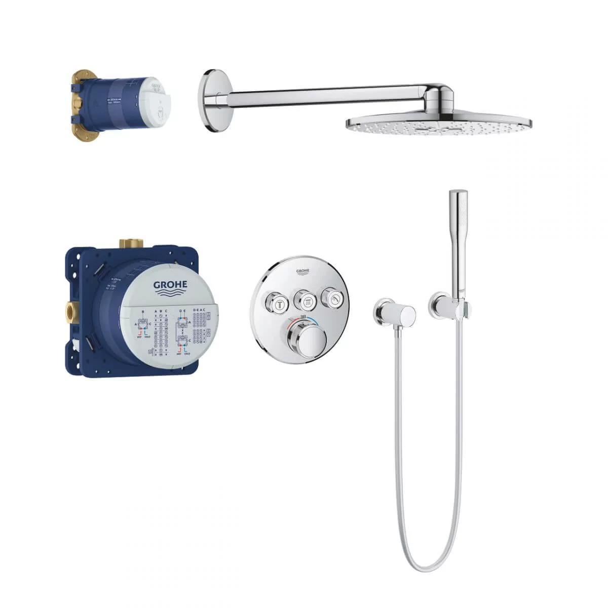 Grohe Grohtherm SmartControl zestaw prysznicowy podtynkowy termostatyczny z deszczownicą chrom 34705000 34705000GR