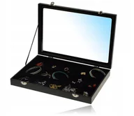 Biżuteria - akcesoria - Tacka Zamykana Do Biżuterii Z Przegrodami Szkło - miniaturka - grafika 1