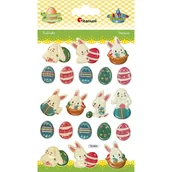 Zabawki kreatywne - Naklejki wypukłe zajączki pisanki mix 20szt - miniaturka - grafika 1