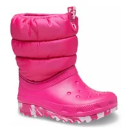Śniegowce damskie - Dziecięce Śniegowce CROCS CLASSIC NEO PUFF BOOT K 207684-6X0 – Różowy - miniaturka - grafika 1