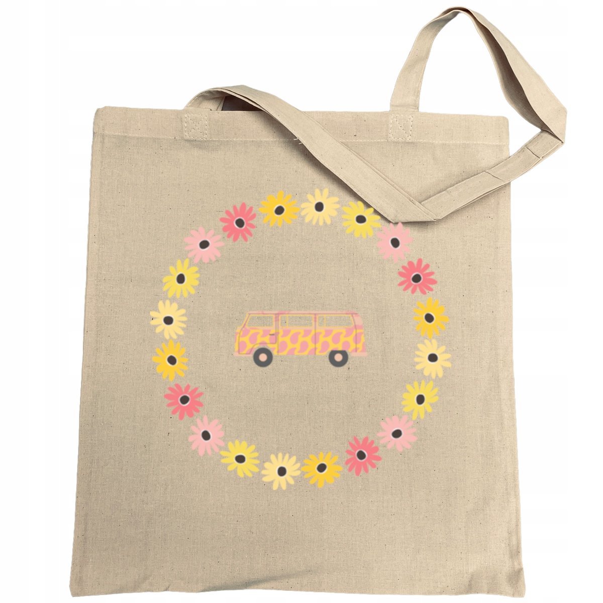 Torba na zakupy kolorowy nadruk KWIATY Van Retro