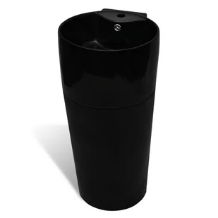 vidaXL Ceramiczna umywalka z otworem na kran oraz przelewem okrągła czarna - Umywalki - miniaturka - grafika 3