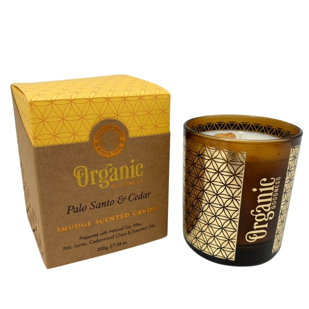 Organiczna świeca z wosku sojowego - Palo Santo i cedr