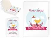 Pamiątka Pierwszej Komunii Świętej - Murrano Biblia Dla Dzieci Z Twoim Nadrukiem I Drewnianym Etui Pierwsza KZ-BIB-M_DRO-UV-012 - miniaturka - grafika 1