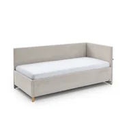 Łóżeczka i kojce - Beżowe tapicerowane narożne łóżko dziecięce ze schowkiem ze stelażem 90x200 cm Cool – Meise Möbel - miniaturka - grafika 1