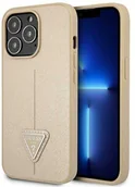 Etui i futerały do telefonów - Guess GUHCP14XPSATLE iPhone 14 Pro Max 6,7" beżowy/beige hardcase SaffianoTriangle Logo - miniaturka - grafika 1