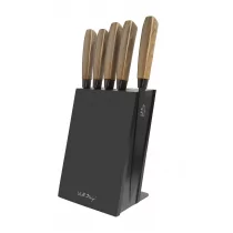 Vialli Design Zestaw noży w czarnym bloku 5 szt Soho 28005 28005 + - Noże kuchenne - miniaturka - grafika 1