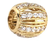 Wisiorki - Złota przywieszka 585 ażurowy beads białe cyrkonie - miniaturka - grafika 1