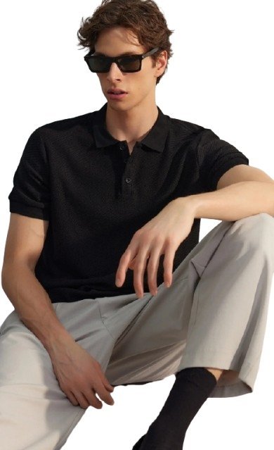 TRENDYOL CZARNA KLASYCZNA KOSZULKA POLO Z KRÓTKIM RĘKAWEM M 5_A