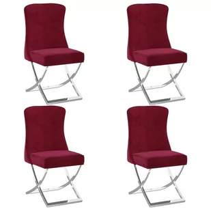vidaXL Lumarko Krzesła stołowe, 4 szt., winna czerwień, 53x52x98 cm, aksamitne 3074919 - Krzesła - miniaturka - grafika 1
