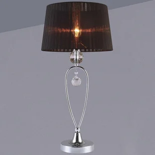 Stojąca LAMPKA biurkowa VIVIEN MTM1637-1 Italux abażurowa LAMPA stołowa z kryształkami crystal organza mgła chrom czarna - Lampy stojące - miniaturka - grafika 1