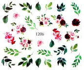 Sztuczne paznokcie i akcesoria - Naklejki wodne na paznokcie ZIELONE LISTKI - 1206 - miniaturka - grafika 1