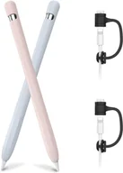 Etui do tabletów - 2x ETUI NA APPLE PENCIL 1-gen ANTYPOŚLIZGOWY SILIKON RÓŻOWY SZARY - miniaturka - grafika 1