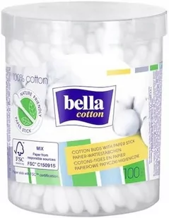 Bella Patyczki higieniczne w okrągłym pudełku Cotton 100szt. - Waciki, płatki i patyczki kosmetyczne - miniaturka - grafika 1